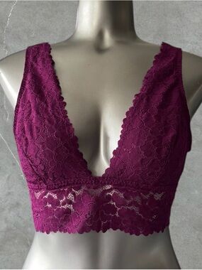 $10 Add-on | La SENZA Deep V Lace Bralette in Plum